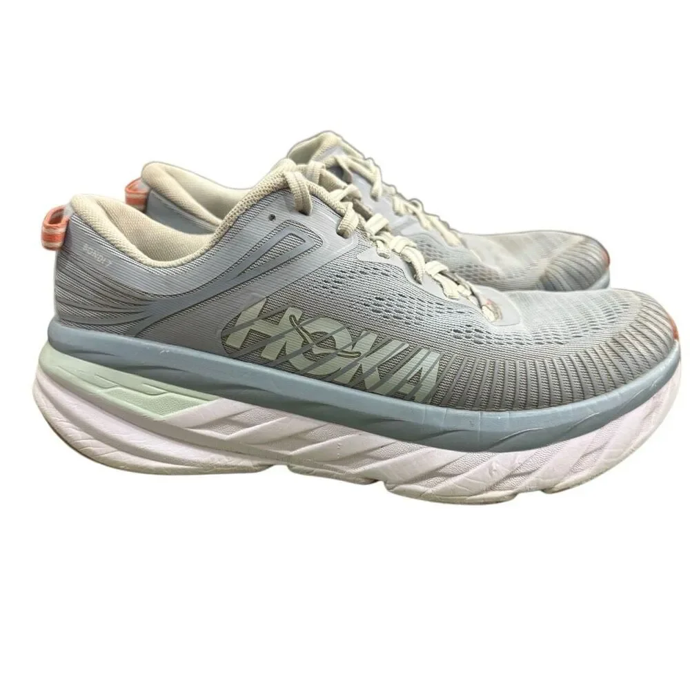 Hoka One One Bondi 7 Womens Size 9 Baby Blue Athletic Running Shoes Sneakers - Picture 1 of 8